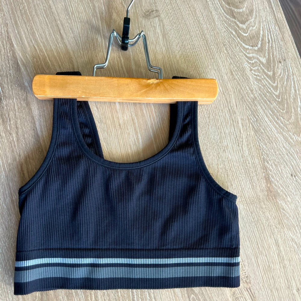 Women’s Black/Grey Ribbed Sports Bra-Size S. Like-New